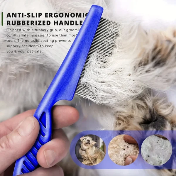 6-teiliges Flohkamm-Set für Hunde & Katzen – Metallkämme, Entfilzer & Tränenflecken-Entferner