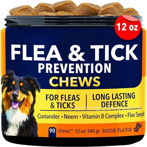 Natürliche Floh- & Zecken-Kautabletten für Hunde mit Leinsamen & Vitaminen - 90 Stück