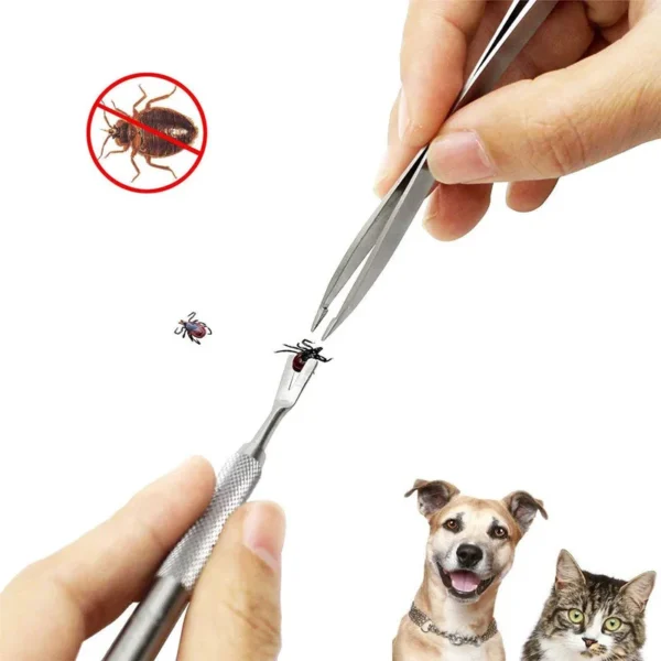 Edelstahl Zeckenentferner für Hunde & Katzen – Schmerzfreies Floh- & Zeckenwerkzeug (Premium Qualität) - Image 3